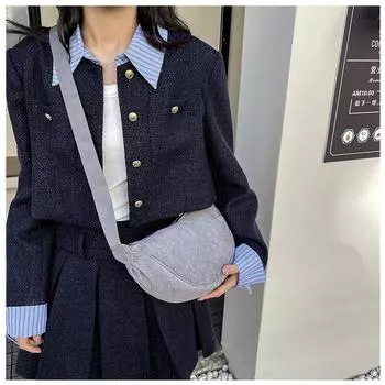 Женская однотонная вельветовая сумка-саквояж на молнии с наклонным ремешком из холста для отдыха через плечо с регулируемым ремешком One Size белый