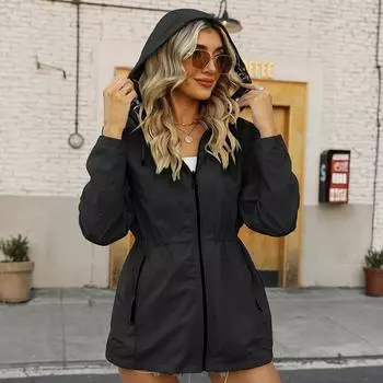 Женская однотонная ветровка с капюшоном и длинными рукавами, спортивная ветровка для альпинизма, куртка и топ L