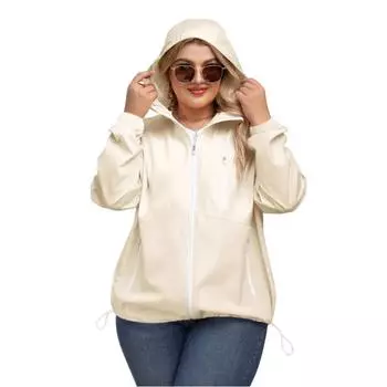 Женская однотонная ветровка с капюшоном и длинными рукавами, спортивная ветровка для альпинизма, куртка и топ XXXXXL бежевый