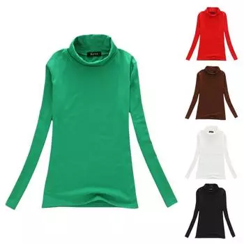 Женская однотонная водолазка с длинным рукавом M