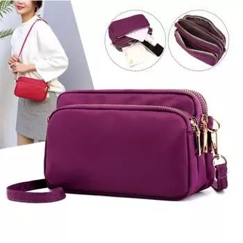 Женская однотонная водонепроницаемая нейлоновая сумка через плечо на молнии с небольшим клатчем через плечо вино красного