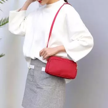 Женская однотонная водонепроницаемая нейлоновая сумка через плечо на молнии с небольшим клатчем через плечо вино красного