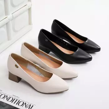 Женская официальная обувь весна-лето 2024 — натуральная кожа, толстый каблук, неглубокая горловина, первый слой из коровьей кожи, профессиональный дизайн. 36 покинуть белый