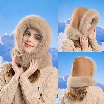 Женская осенне-зимняя бархатная теплая защитная шапка для ушей, устойчивая к холоду, искусственный мех, кепка-бомбер для велоспорта, милая милая шапка Lei Feng One Size серый