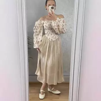 Женская осенне-зимняя блестящая элегантная плиссированная юбка средней длины до талии one size fits all белый