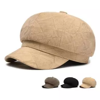 Женская осенне-зимняя британская восьмиугольная кепка, кепка для мальчика-газетчика, большая голова, берет серый