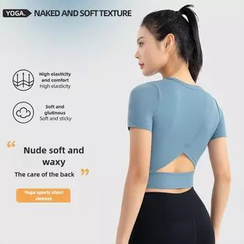 Женская осенне-зимняя быстросохнущая футболка для фитнеса и йоги S чёрный