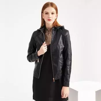 Женская осенне-зимняя флисовая с капюшоном однотонная теплая короткая кожаная куртка из искусственной кожи с длинными рукавами S-3XL S розовый