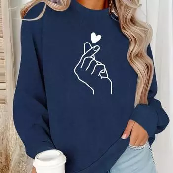 Женская осенне-зимняя флисовая толстовка с круглым вырезом и воротником-мешком S чёрный