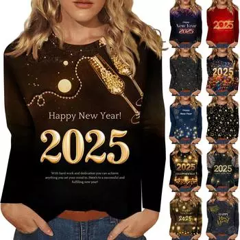 Женская осенне-зимняя футболка с круглым вырезом и длинным рукавом с принтом XXL чёрный