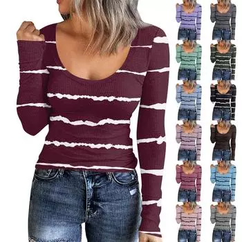 Женская осенне-зимняя футболка с тонкой нижней частью, модный повседневный однотонный пуловер с круглым вырезом и длинными рукавами XXL серый