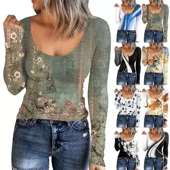 Женская осенне-зимняя футболка с тонкой нижней частью, модный повседневный однотонный пуловер с круглым вырезом и длинными рукавами XXL