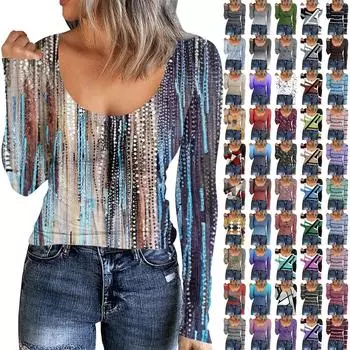 Женская осенне-зимняя футболка с тонкой нижней частью, модный повседневный пуловер с круглым вырезом и длинным рукавом в стиле ретро с принтом S красный