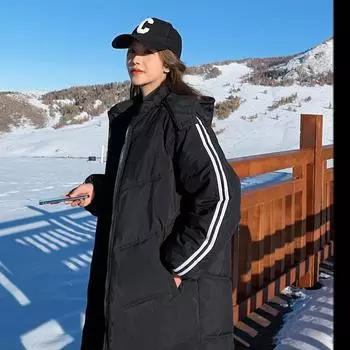 Женская осенне-зимняя хлопковая куртка средней длины, пуховое хлопковое пальто XL белый