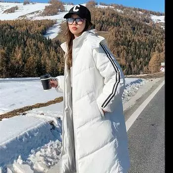 Женская осенне-зимняя хлопковая куртка средней длины, пуховое хлопковое пальто L чёрный