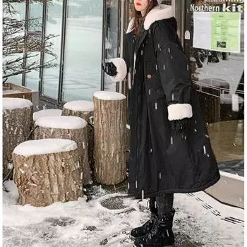 Женская осенне-зимняя хлопковая одежда из овечьей шерсти средней длины, кашемировая хлопковая одежда, свободное пальто с капюшоном S красный