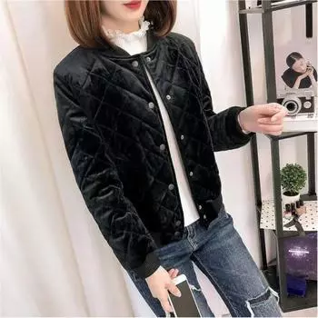 Женская осенне-зимняя хлопковая одежда, однотонная теплая куртка с карманами 3XL