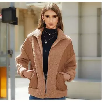 Женская осенне-зимняя индивидуальная плюшевая куртка с длинными рукавами 2XL чёрный