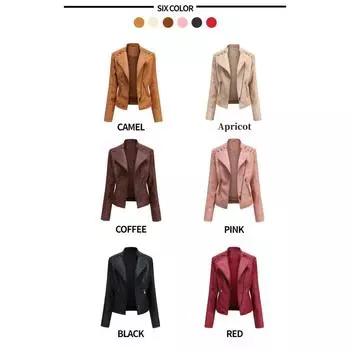 Женская осенне-зимняя куртка из искусственной кожи, женская короткая куртка с лацканами, тонкое кожаное пальто, женский мотоциклетный костюм S