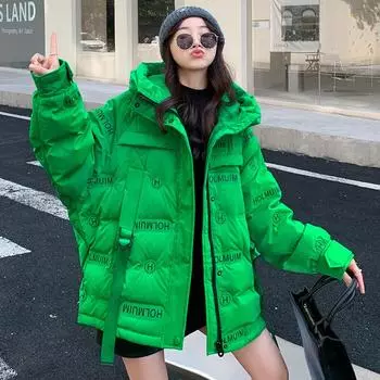 Женская осенне-зимняя куртка на белом утином пуху, короткое свободное пальто с капюшоном, не стирающееся S белый