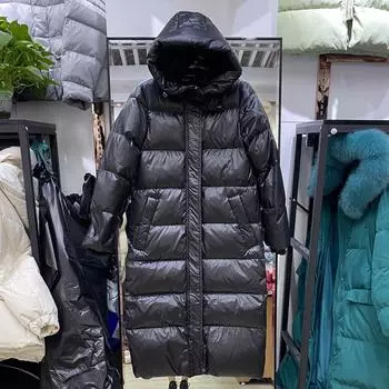 Женская осенне-зимняя куртка на белом утином пуху, пальто с мягкой подкладкой, длинный воротник-стойка с воротником-стойкой, карман на молнии, свободные универсальные однотонные цвета XXL