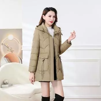 Женская осенне-зимняя куртка однотонная с капюшоном, короткая, облегающая, утолщенная, ветрозащитная куртка для мам, 5 цветов XL чёрный