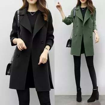 Женская осенне-зимняя куртка Повседневная верхняя одежда Кардиган Тонкое пальто Пальто S чёрный