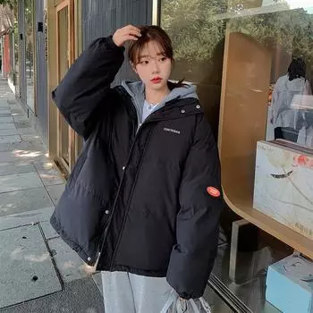 Женская осенне-зимняя куртка-пуховик 2XL Куртка-хлеб Короткое пуховое пальто Новое модное осенне-зимнее пальто Толстая хлопковая куртка S