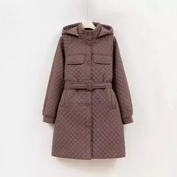 Женская осенне-зимняя куртка с капюшоном Diamond, легкая свободная ветрозащитная куртка средней длины для женщин, 5 цветов M чёрный