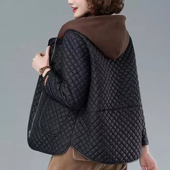 Женская осенне-зимняя куртка с капюшоном, короткая повседневная свободная теплая куртка, легкая хлопковая куртка, офисная куртка 3XL