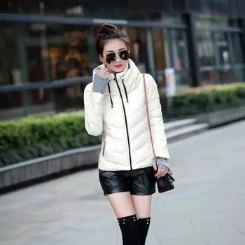 Женская осенне-зимняя куртка с капюшоном, утягивающая, портативная, легкая, универсальная, повседневная, укороченная, с длинными рукавами XXXL белый