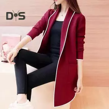 Женская осенне-зимняя куртка с открытой строчкой, кардиган с длинным рукавом средней длины, однотонное однотонное женское теплое пальто со свободными карманами и лацканами XL серый