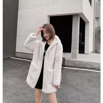 Женская осенне-зимняя куртка средней длины с подкладкой и утолщением, свободная однотонная теплая куртка с капюшоном 2XL