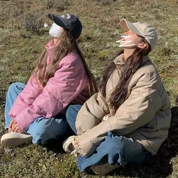 Женская осенне-зимняя куртка-стойка с воротником-стойкой, однотонная утепленная верхняя одежда с хлопковой подкладкой, свободная теплая короткая куртка с карманами S бежевый