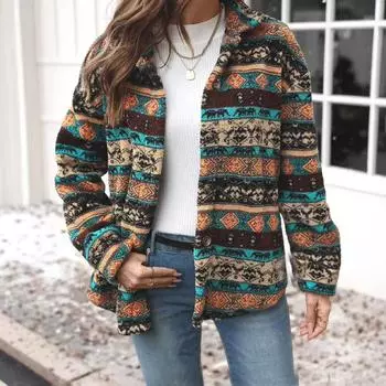 Женская осенне-зимняя куртка свободного кроя из двухстороннего плюша в стиле ретро L