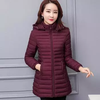 Женская осенне-зимняя куртка, тонкие парки, новая однотонная верхняя одежда средней длины с капюшоном, женская пуховая хлопковая куртка высокого качества, топы XL