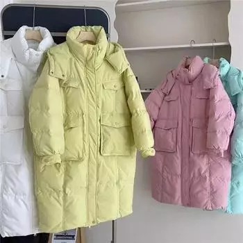 Женская осенне-зимняя куртка увеличенного размера средней длины с тонкими секциями, утепленная, повседневная, свободная, с капюшоном, ветрозащитная, холодная, верхняя одежда XL