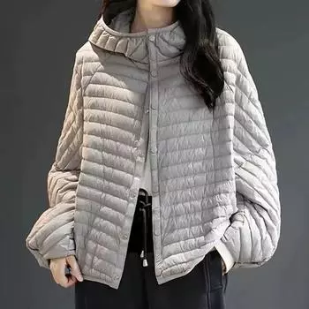 Женская осенне-зимняя легкая куртка, модная легкая свободная куртка Parker Down Cotton Coat Womens L серый