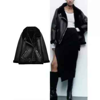 Женская осенне-зимняя меховая интегрированная термокуртка, пальто из искусственной кожи с длинными рукавами и лацканами, двухсторонняя короткая куртка, пальто с мягкой подкладкой, теплая шикарная женская верхняя одежда XS