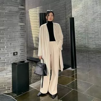 Женская осенне-зимняя меховая куртка с v-образным вырезом, простая повседневная теплая плюшевая куртка из искусственной норки S