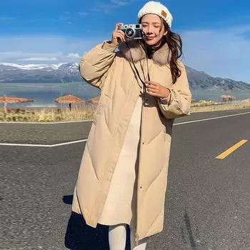 Женская осенне-зимняя меховая однотонная повседневная парка с капюшоном и воротником на молнии, свободная шикарная повседневная парка S хаки