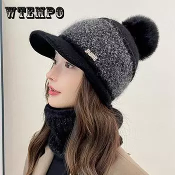 Женская осенне-зимняя меховая шапка из кролика 54-58CM хаки