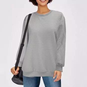 Женская осенне-зимняя мода с длинным рукавом и круглым воротником, пуловеры, толстовки с капюшоном S белый