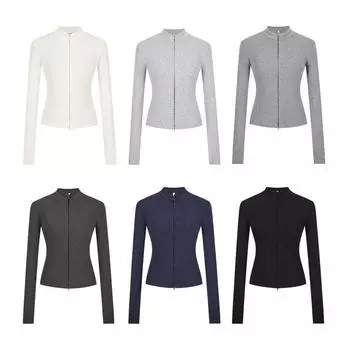 Женская осенне-зимняя мода, темперамент, американская красотка, куртка с двойной молнией, воротник-стойка, узкий кардиган с талией S белый