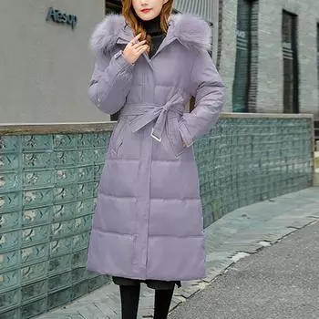 Женская осенне-зимняя модная хлопковая куртка с длинным рукавом и подкладкой. Хлопковая куртка. фиолетовый