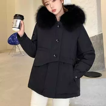 Женская осенне-зимняя модная хлопковая куртка с длинным рукавом и подкладкой. Хлопковая куртка. M хаки