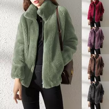 Женская осенне-зимняя модная толстовка с длинными рукавами и карманами на молнии и лацканами, плюшевая флисовая куртка S серый