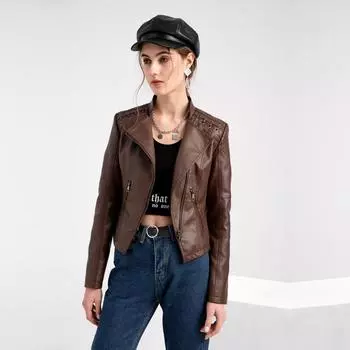 Женская осенне-зимняя мотоциклетная куртка с отложным воротником и длинным рукавом, тонкая молния, S-4XL S армия зеленый