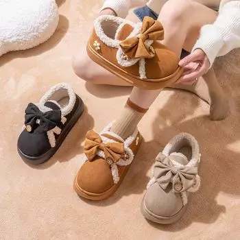 Женская осенне-зимняя мягкая и утолщенная обувь средней длины с толстой подошвой и каблуком для дома, нескользящая теплая женская обувь с толстой подошвой 41