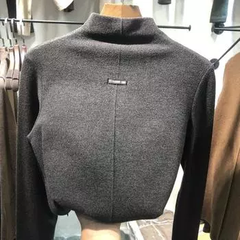 Женская осенне-зимняя нижняя рубашка с высоким воротом, однотонный утепленный топ 3XL